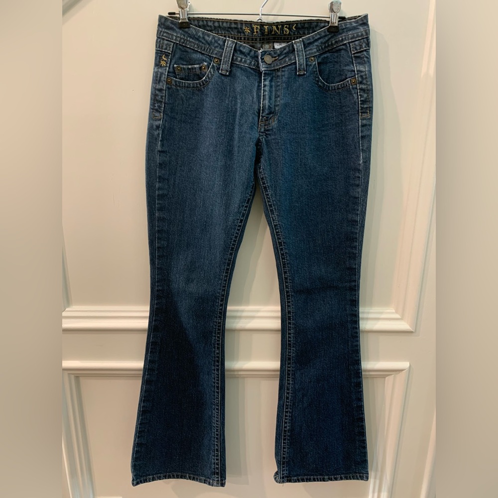 Fins Medium Wash Denim Mid Rise Flare Fit Flop Jeans Size 30